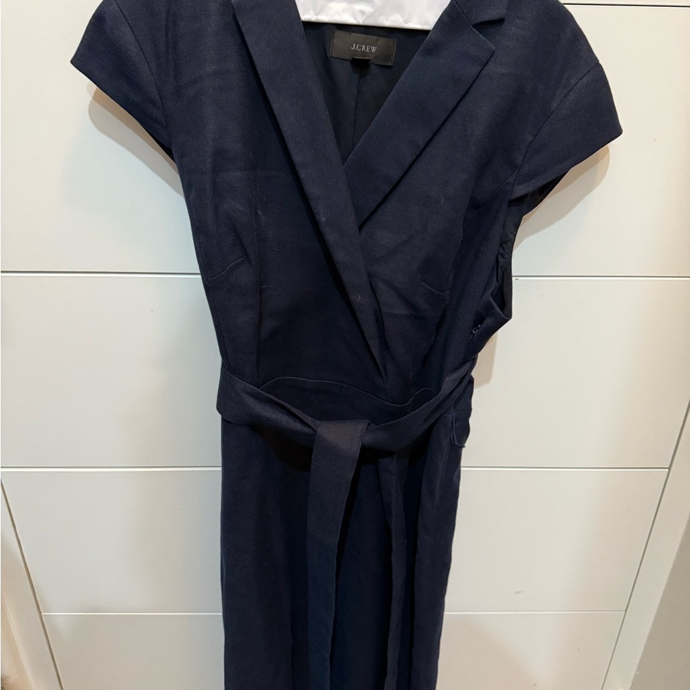 J. Crew Navy Wrap Midi Dress - Picture 2 of 3